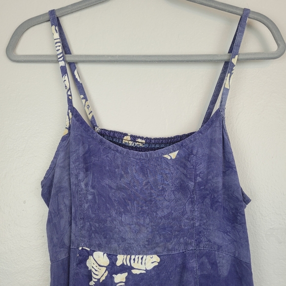 Young Fashion‎ Indonesian Fish Babydoll Rayon Sun Dress Smocked Purple Tropical - Picture 2 of 10